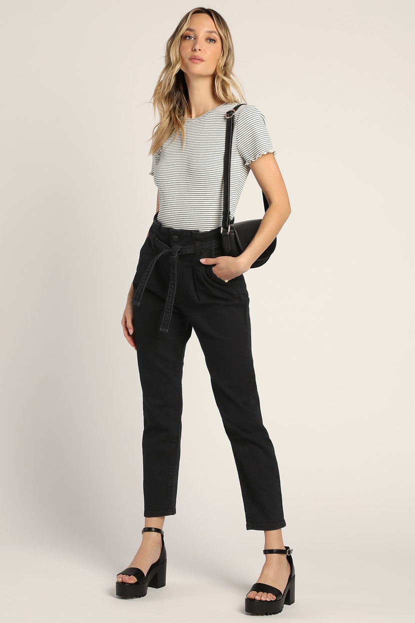 Black Jeans - High-Rise Jeans - Mom Jeans - Paperbag Pants - Lulus