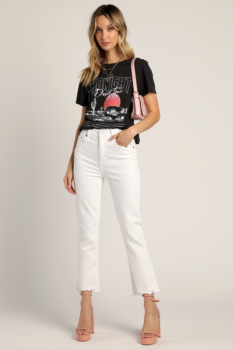 Daze Shy Girl - White Denim Jeans - Cropped Flared Jeans - Lulus