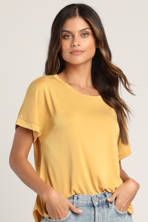 Easily Enjoyed Mustard Yellow Crew Neck Tee