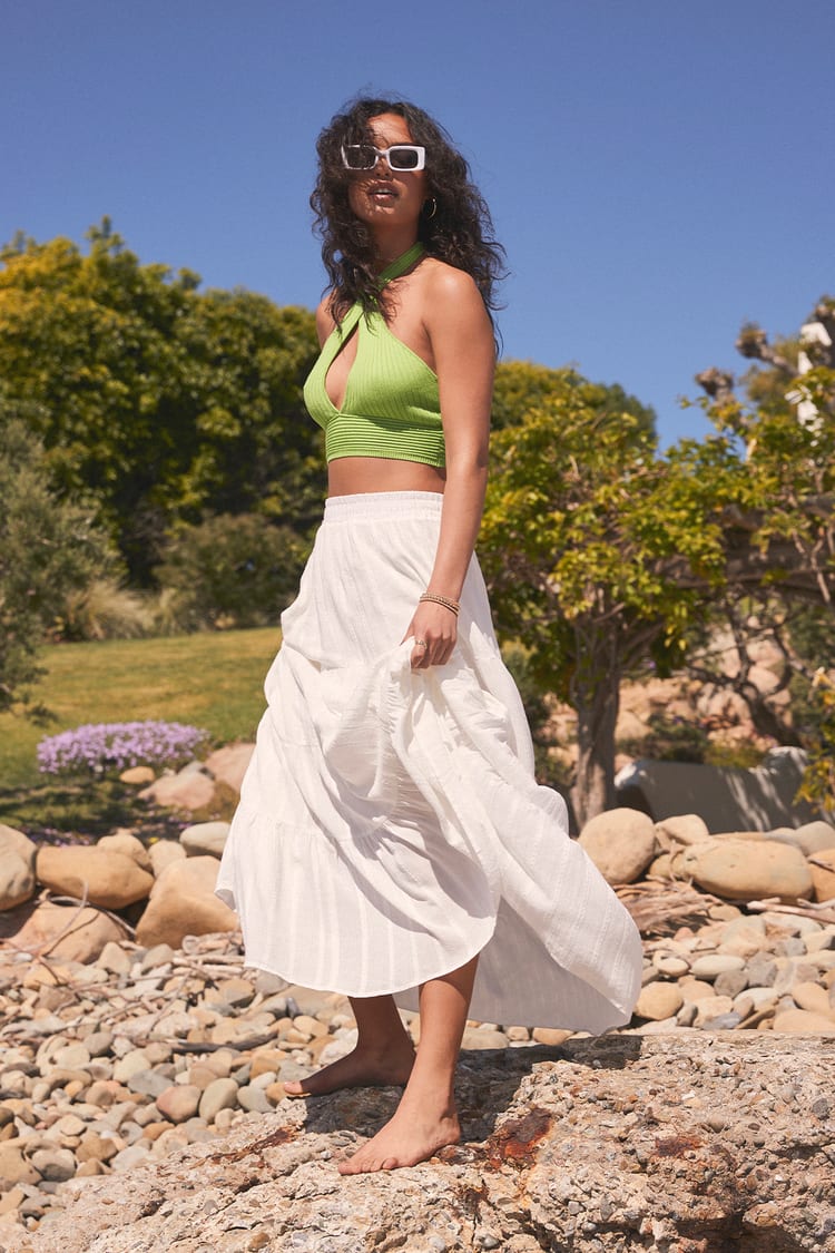 White Maxi Skirt - Tiered Maxi Skirt - Embroidered Skirt - Lulus