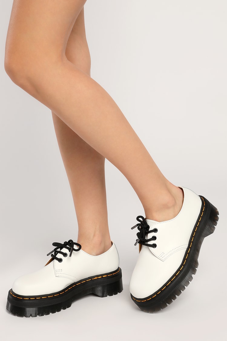 Dr. Martens 1461 Quad White - Leather Shoes - Platform Shoes - Lulus
