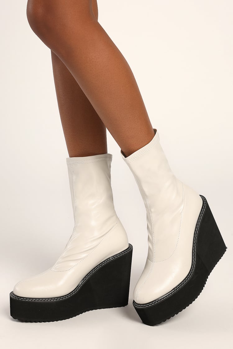 Black and White Platforms - Platform Boots - Wedge Boots - Lulus