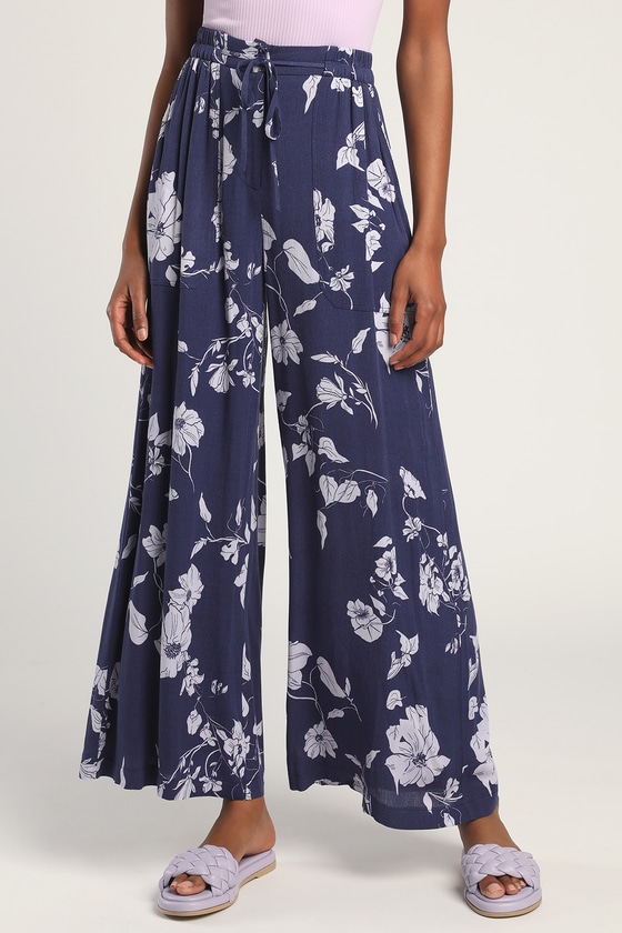 Wide Leg Pants - Floral Wide Leg Pants - Navy Wide Leg Pants - Lulus