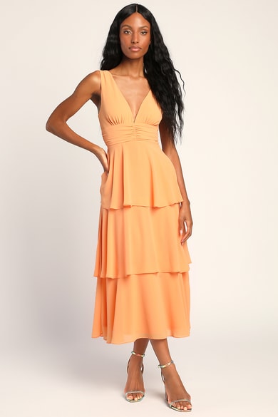 Orange Midi Dresses - Lulus