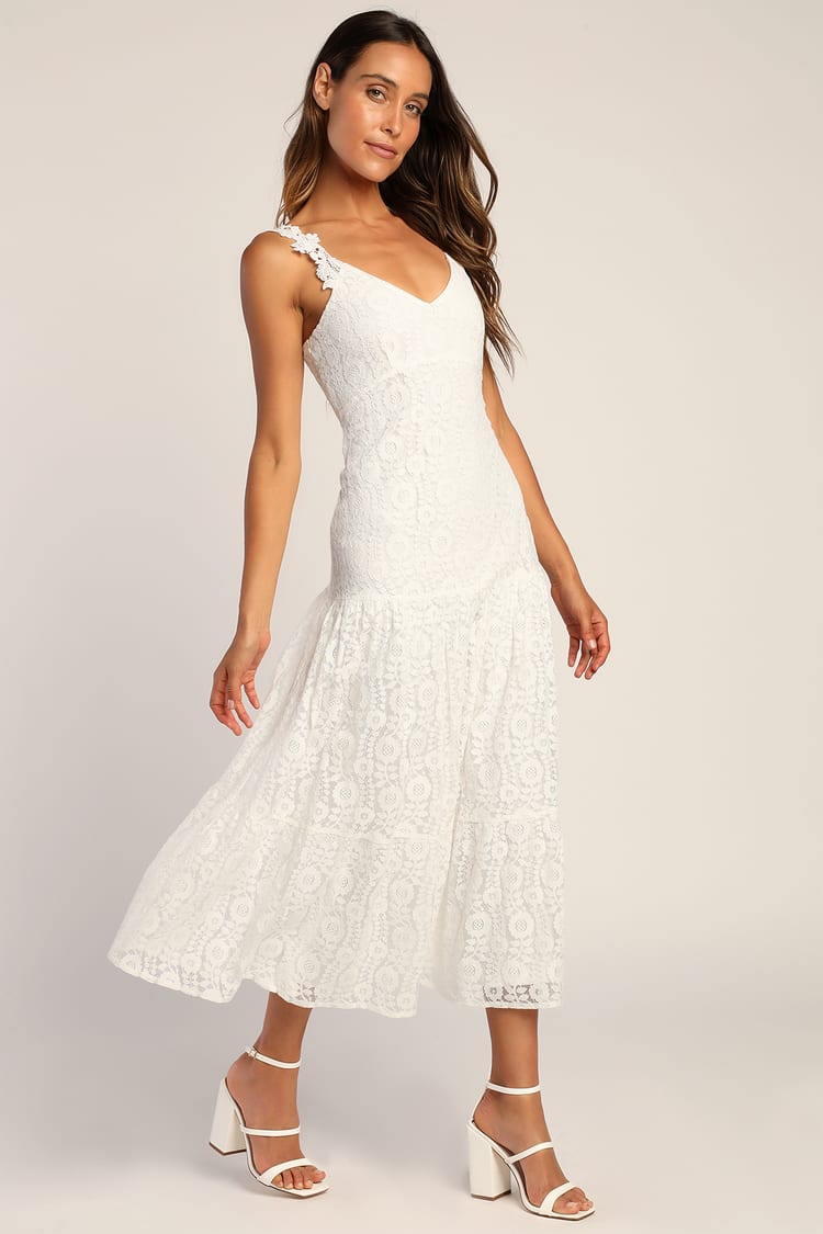 White Lace Midi Dress - White Lace Dress - White Midi Dress - Lulus