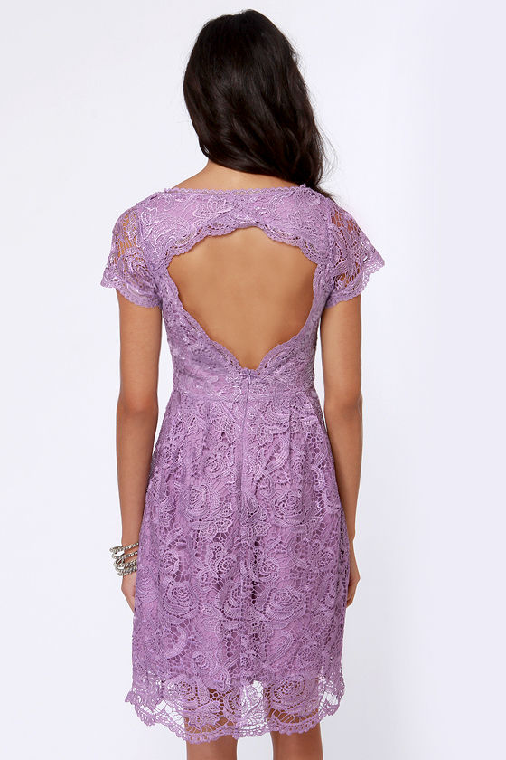 Pretty Lavender Dress - Lace Dress - Backless Dress - $70.00