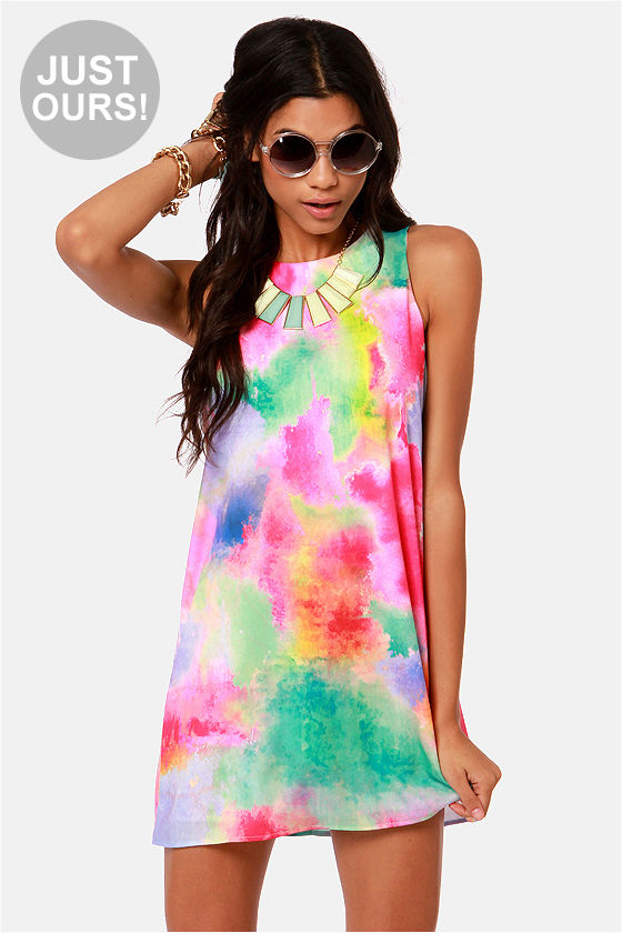 Colorful Tie-Dye Dress - Print Dress - Shift Dress - $43.00 - Lulus