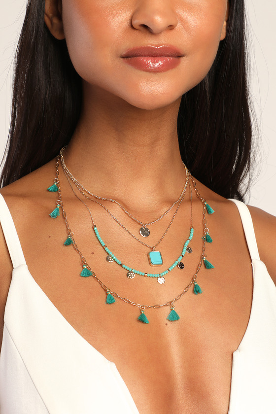 Layered 2025 turquoise necklace