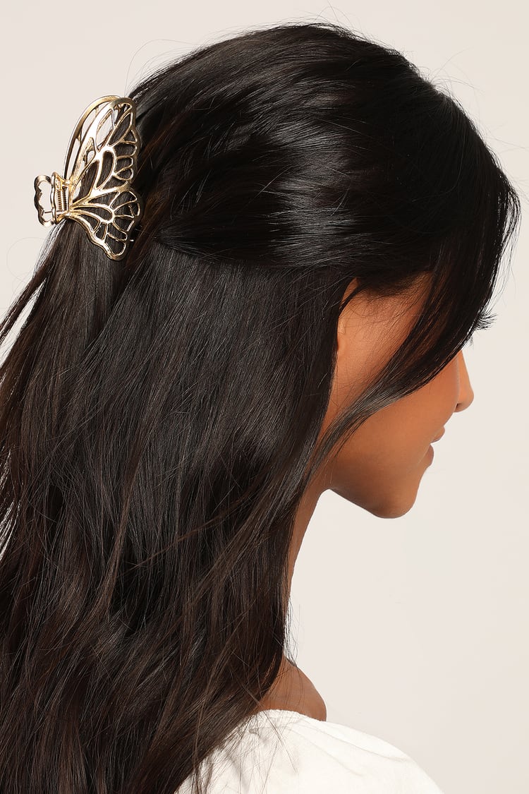 Gold Hair Claw - Butterfly Hair Clip - Hair Jaw Clip - Lulus