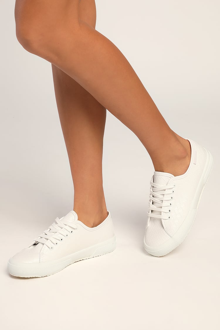 Superga 2750 Woven - White Sneakers - Faux Leather Sneakers - Lulus