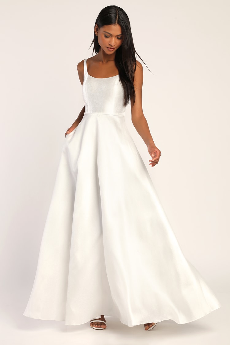 White A-Line Gown - Maxi Dress With Pockets - Bridal Gown Pockets - Lulus