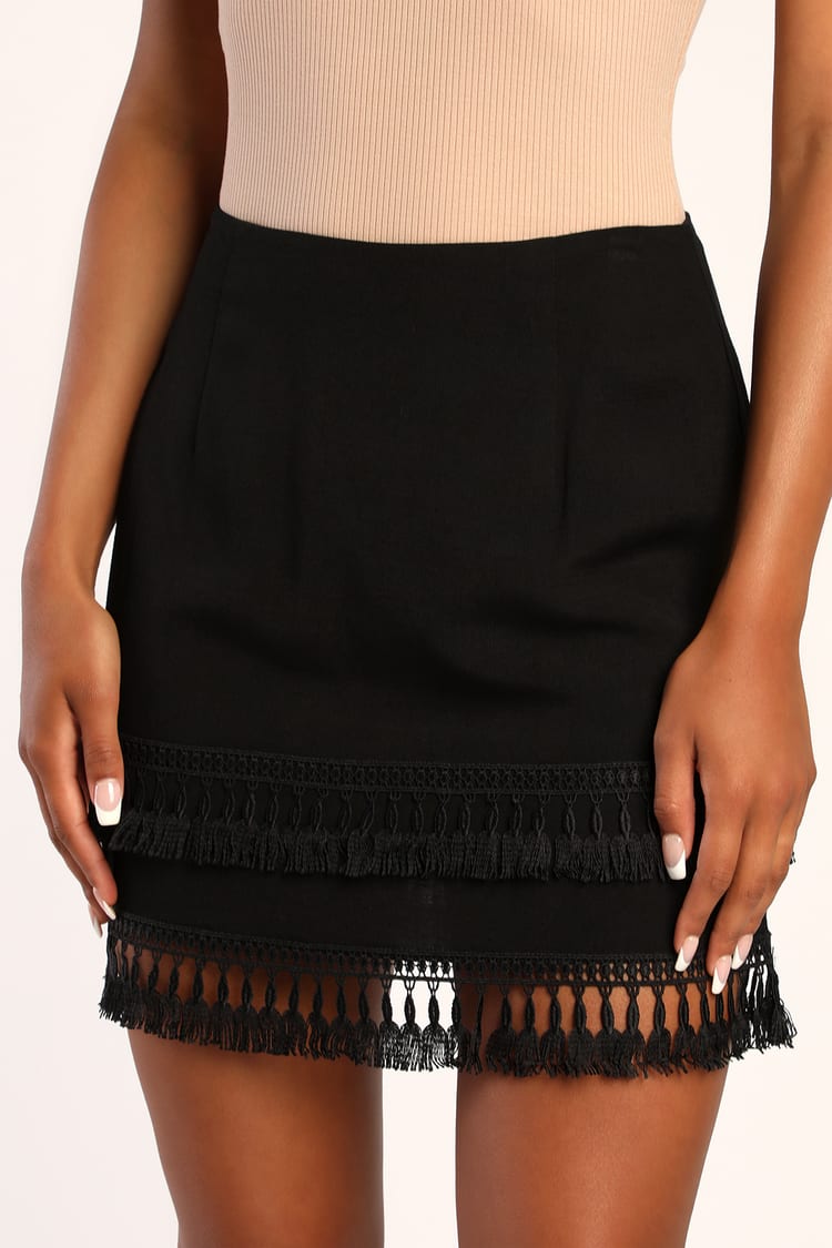 Lulus Black Skirt - Tassel Skirt - Black Mini Skirt - Mini Skirt