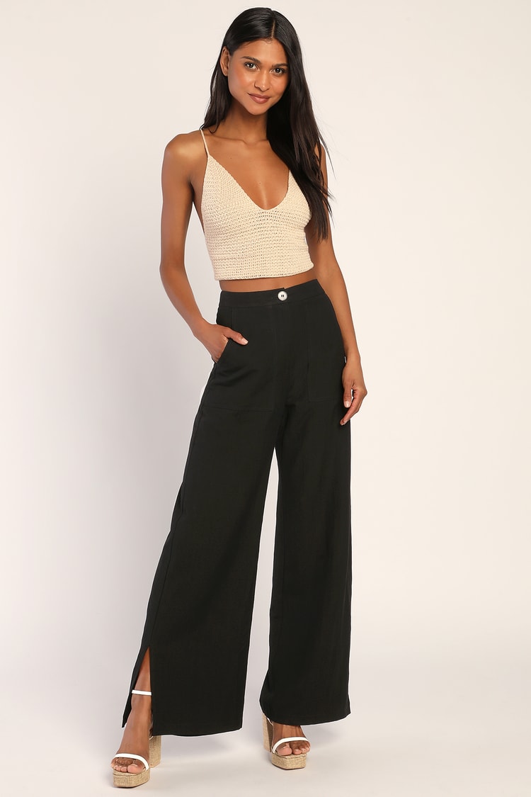Black High Waisted Wide Leg Pants | Womens | X-Large (Available in M, L) | 100% Rayon | Lulus