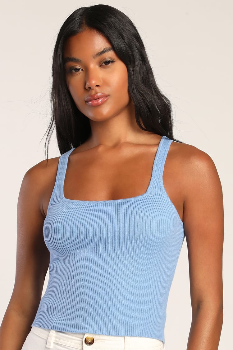 cropped ribbed tank top —