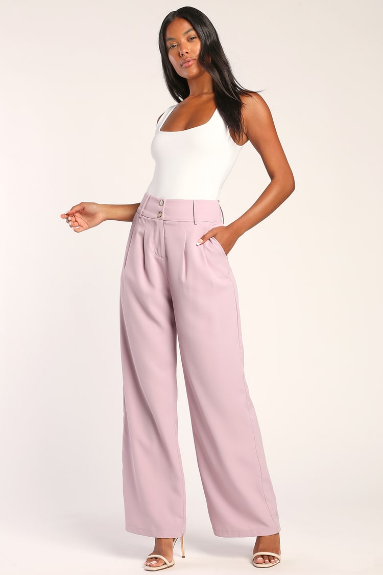 Lilac Wide Leg Trousers - Office Trousers - High-Waisted Trousers - Lulus