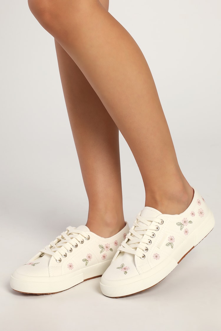 Superga 2750 Flower Embroidery Sneaker - White Floral Sneakers - Lulus