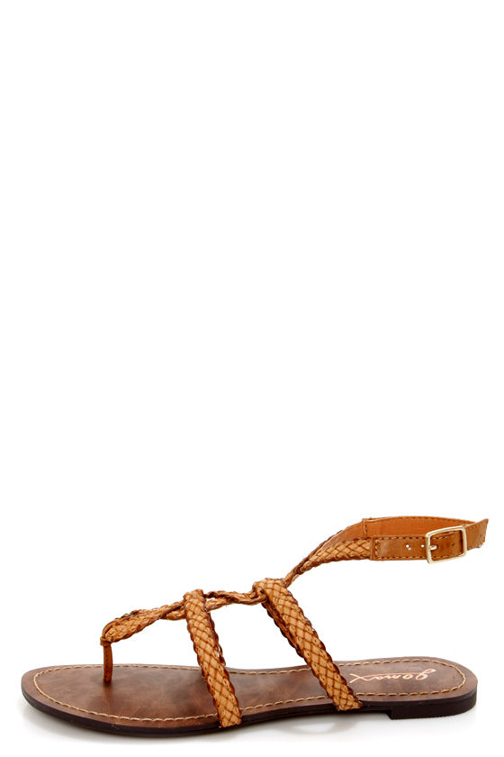 GoMax Berdine 92 Tan Braided Strappy Gladiator Sandals - $39.00 - Lulus