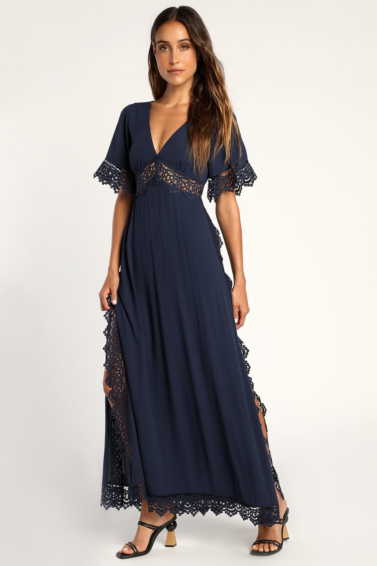 Navy Blue Maxi Dress - Crochet Lace Dress - Lace Maxi Dress - Lulus