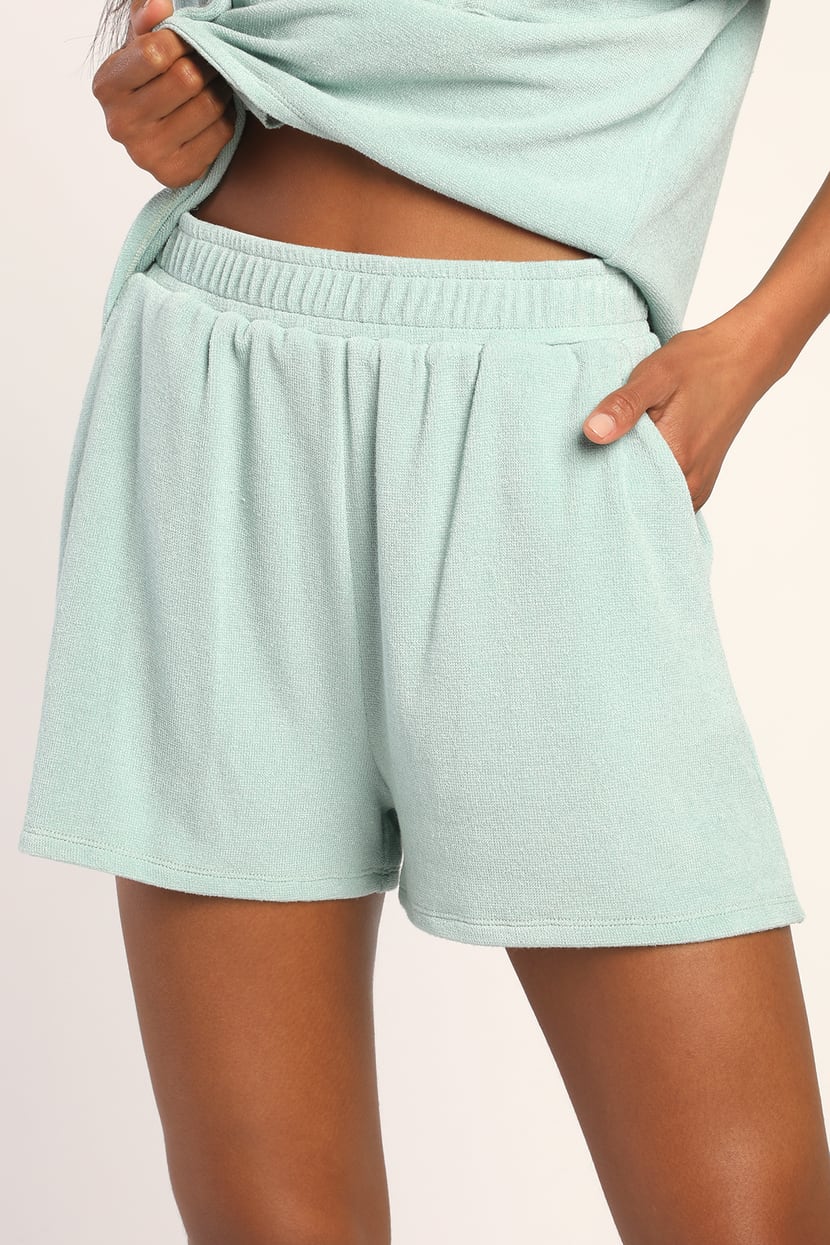 Mint Green Lounge Set - Loungewear Shorts - Terry Knit Shorts - Lulus