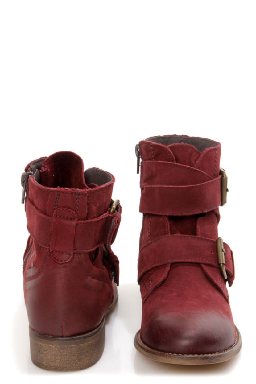 Steve Madden Teritory Burgundy Buckled Ankle Boots - $145.00 - Lulus