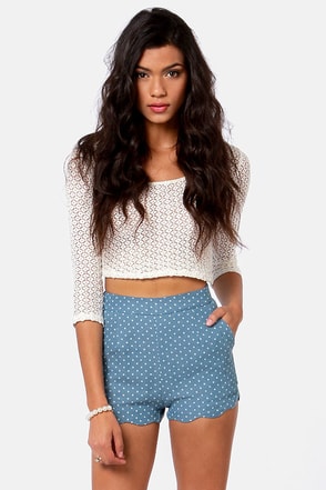 Cute Blue Shorts - Polka Dot Shorts - High-Waisted Shorts - $42.00 - Lulus