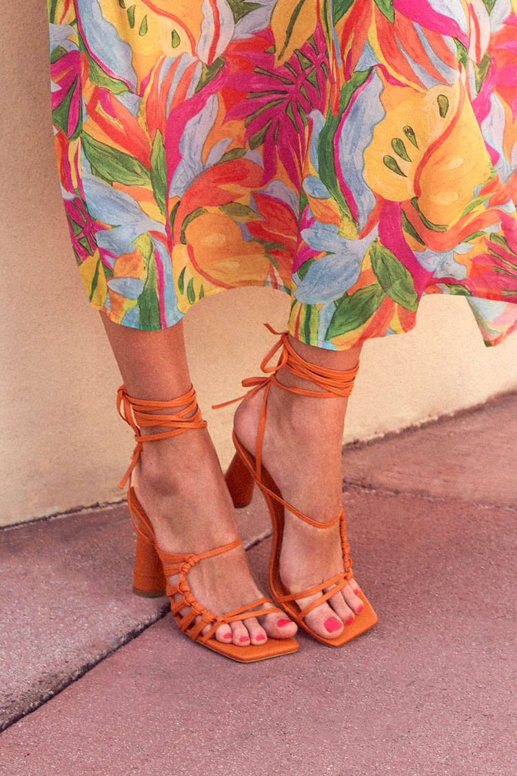 Mango Sandals - Lace-Up Sandals - High Heel Sandals - Lulus