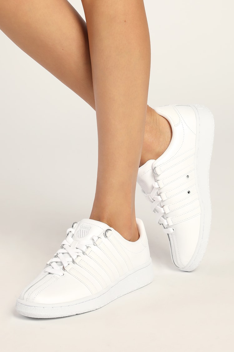 K-Swiss Classic VN Sneakers - White Leather Sneakers - Sneakers - Lulus