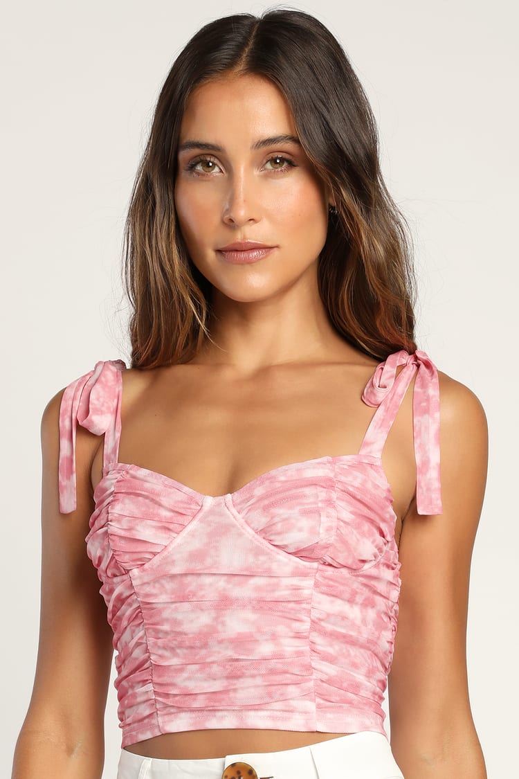 Ruched Pink Tank Top - Crop Top - Sleeveless Top - Lulus