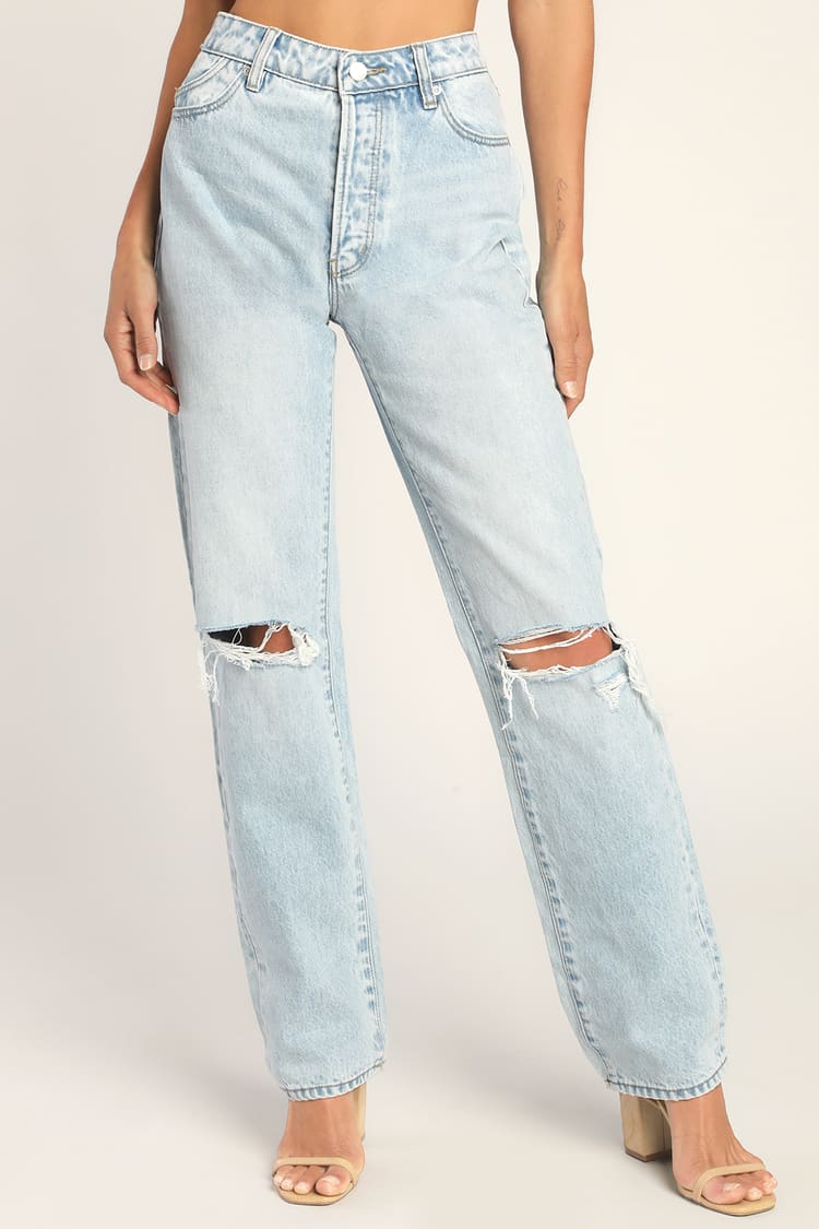 Rolla's Classic Straight - High-Rise Jeans - Distressed Jeans - Lulus
