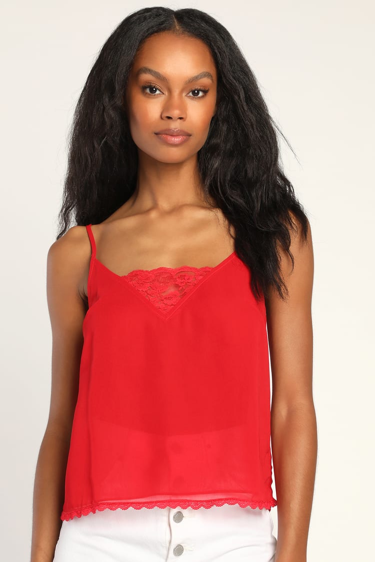 V-Neck Top - Red Cami Top - Cami - Sleeveless Top - Lulus