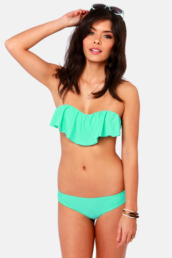 O'Neill Solid Ruffle Bikini- Mint Green Bikini - Two-Piece Swimsuit -  $65.50 - Lulus
