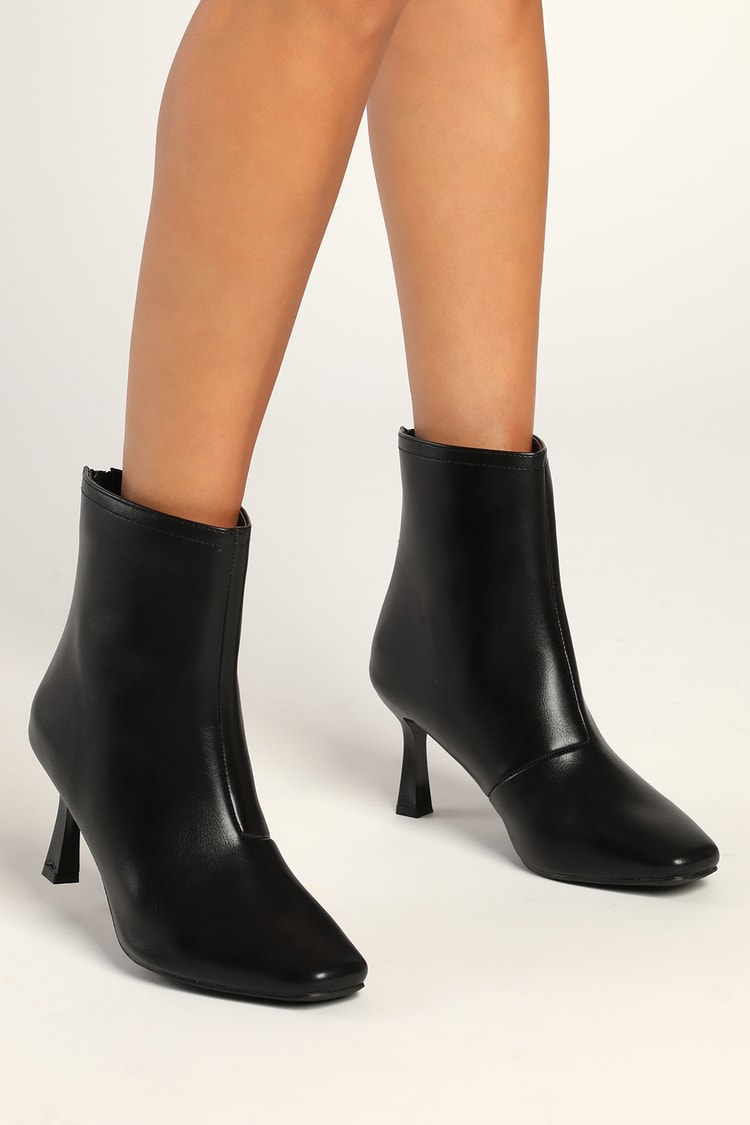 Black Ankle - Faux Leather Boots - Booties Lulus