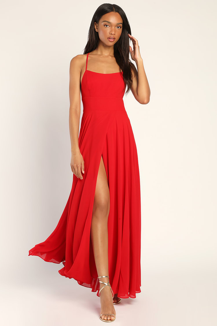 Glam Red Maxi Dress - Backless Maxi Dress - Red Gown - Lulus