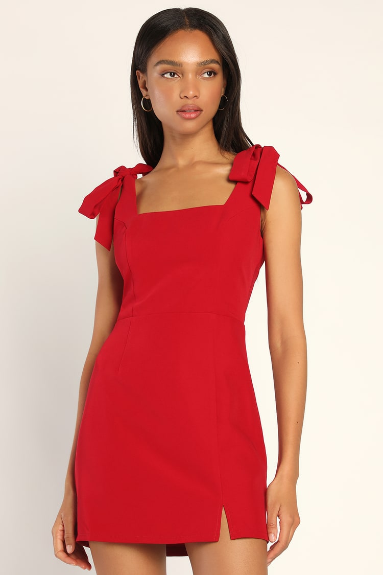 Wine Red Mini Dress - Tie-Strap Dress - Sleeveless Mini Dress - Lulus