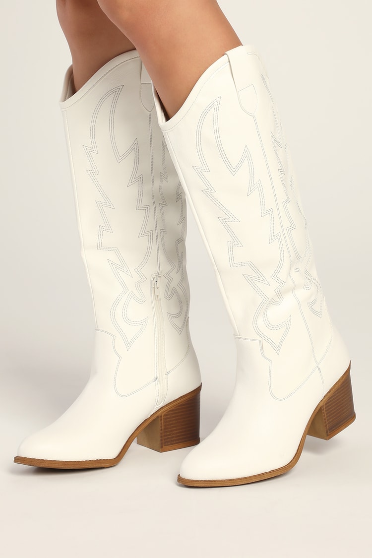 Dirty Laundry Upwind White - Western Boots - Knee High Boots - Lulus