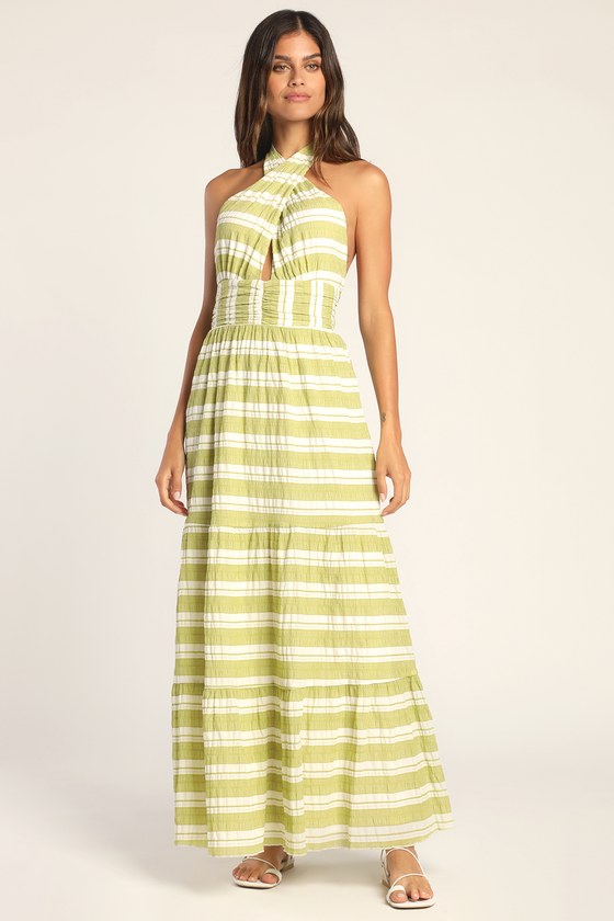 green striped maxi dress