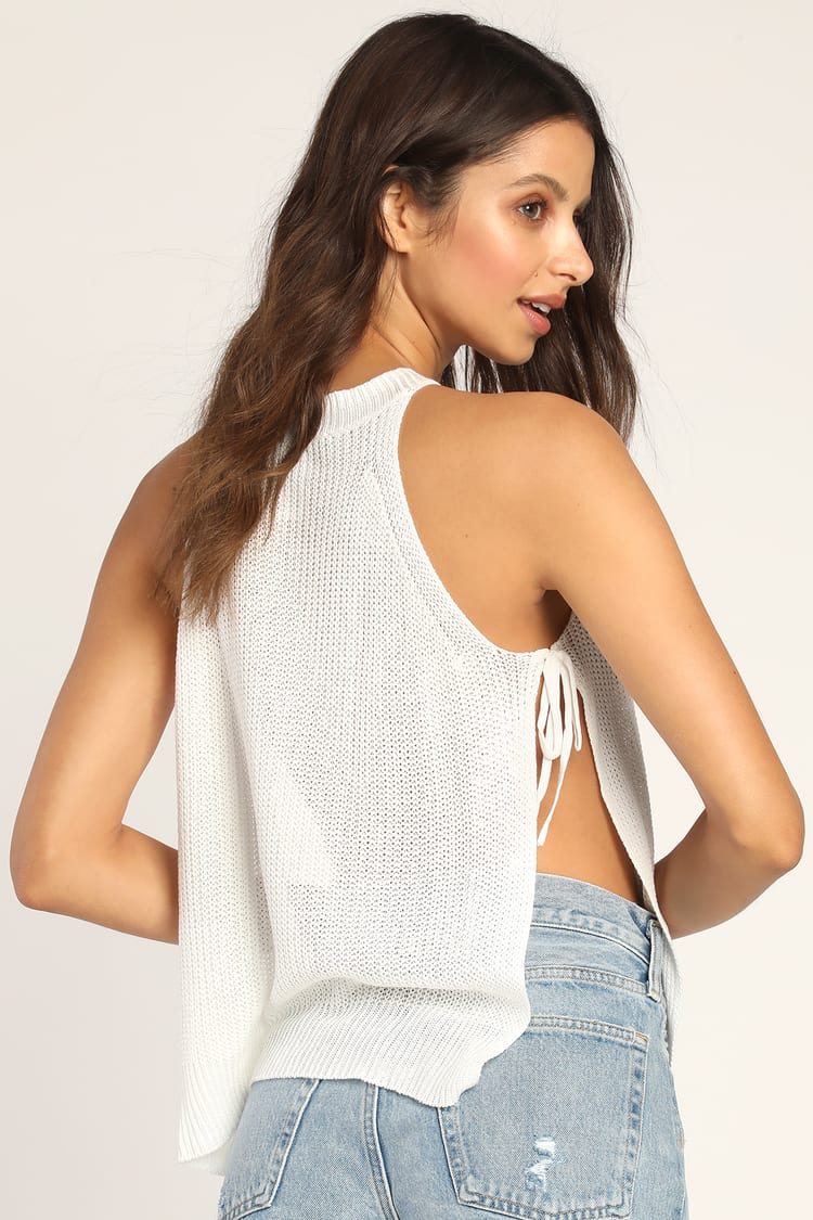 Cute White Top - Crochet Knit Top - Sweater Tank Top - Lulus