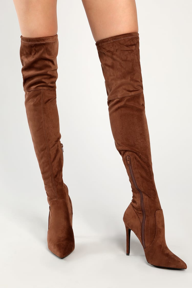 Cute Taupe Boots - Faux Suede Boots - Over-the-Knee Boots - Lulus