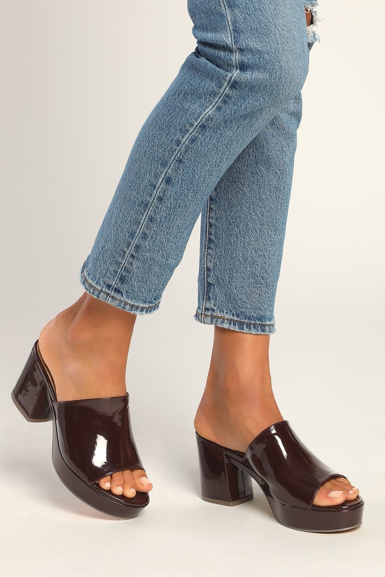 Chic Brown Platform Mules - High-Heel Sandals - Peep-Toe Mules - Lulus