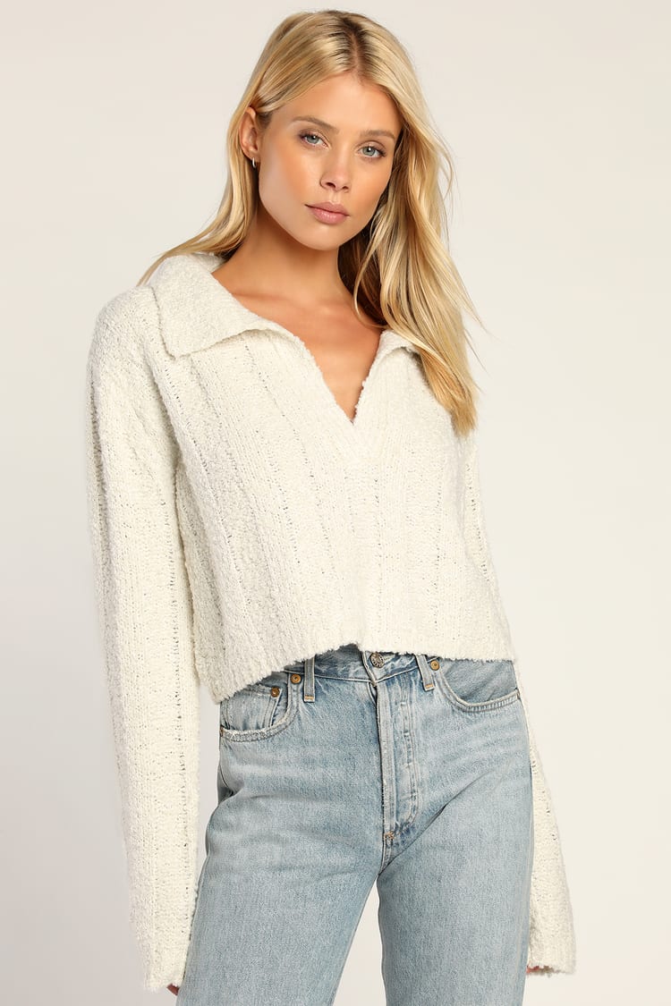 Soft-touch cropped sweater - Women's fashion