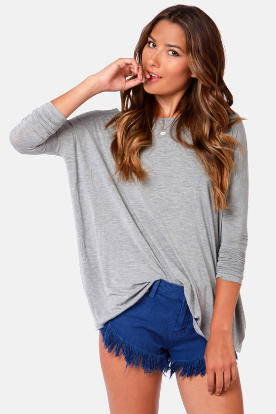 Cute Grey Top - Long Sleeve Top - $34.00 - Lulus