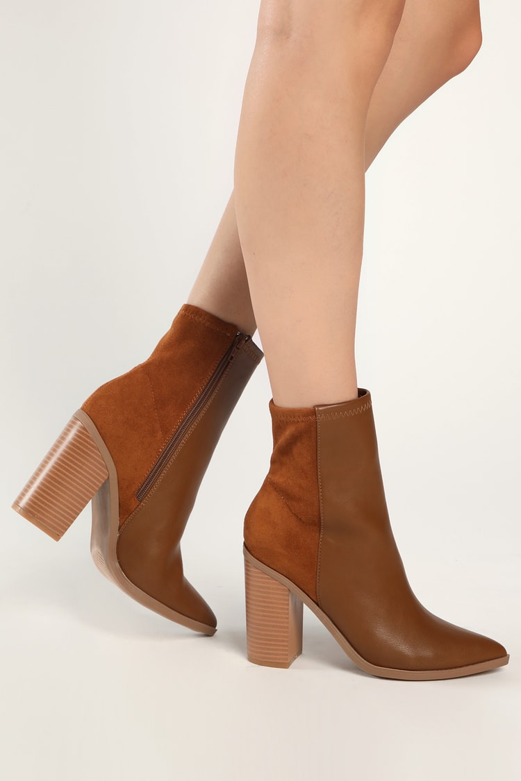 Cute Brown Boots - Pointed-Toe Boots - Mid-Calf Booties - Lulus