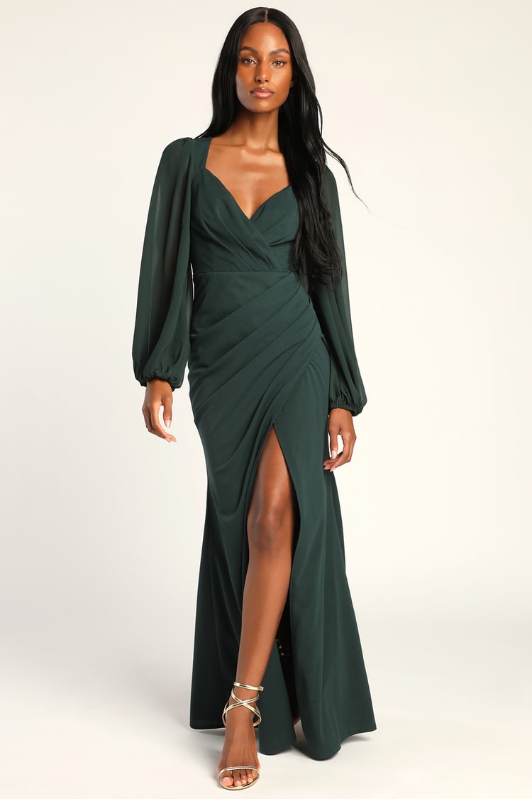 Green Maxi Dress - Long Sleeve Maxi Dress - Mermaid Maxi Dress - Lulus