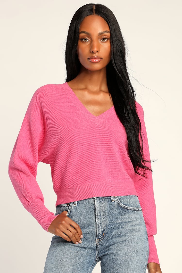 Hot Pink Sweater Knit Top - Knit Top - Long Sleeve Knit Top - Lulus