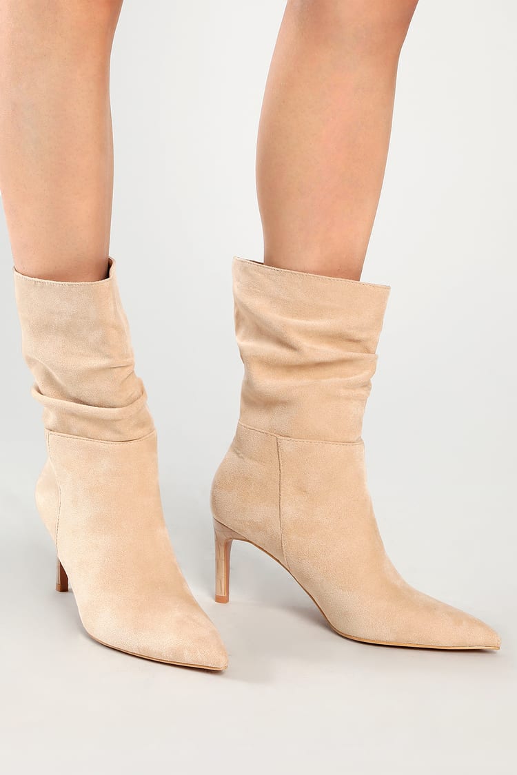 Light Nude Boots - High Heels Boots - Mid-Calf Boots - Lulus