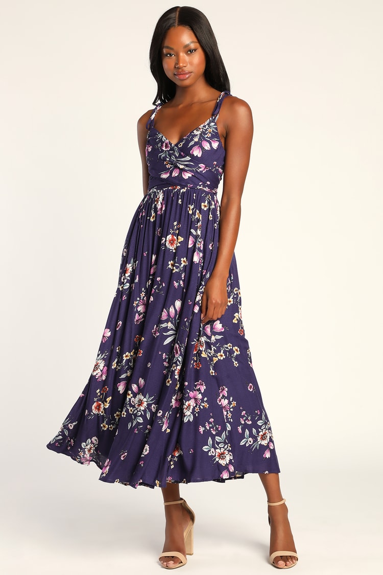 Purple Floral Maxi Dress - Tie-Shoulder Dress - Floral Maxi Dress - Lulus
