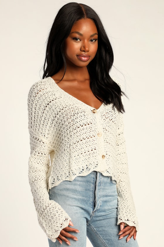 Open weave sale cardigan sweater