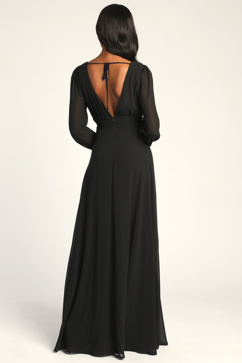 Black Maxi Dress - Long Sleeve Maxi - Chiffon Maxi Dress - Lulus