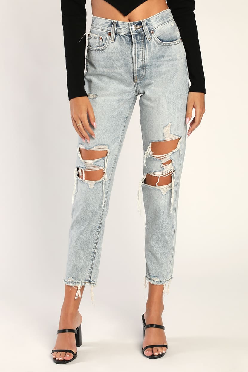 Daze Denim The Original - Distressed Jeans - Cropped Mom Jeans - Lulus