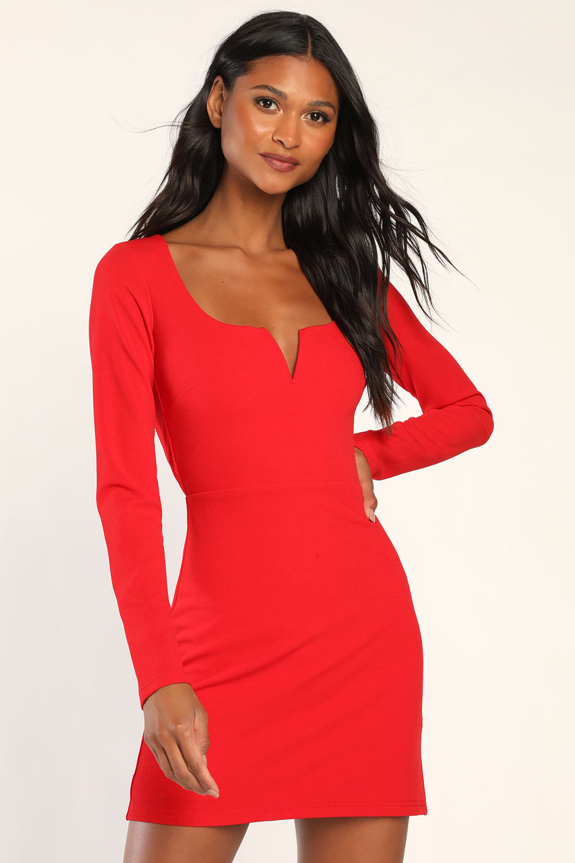 Red Backless Mini Dress - Bodycon Dress - Open Back Mini Dress - Lulus